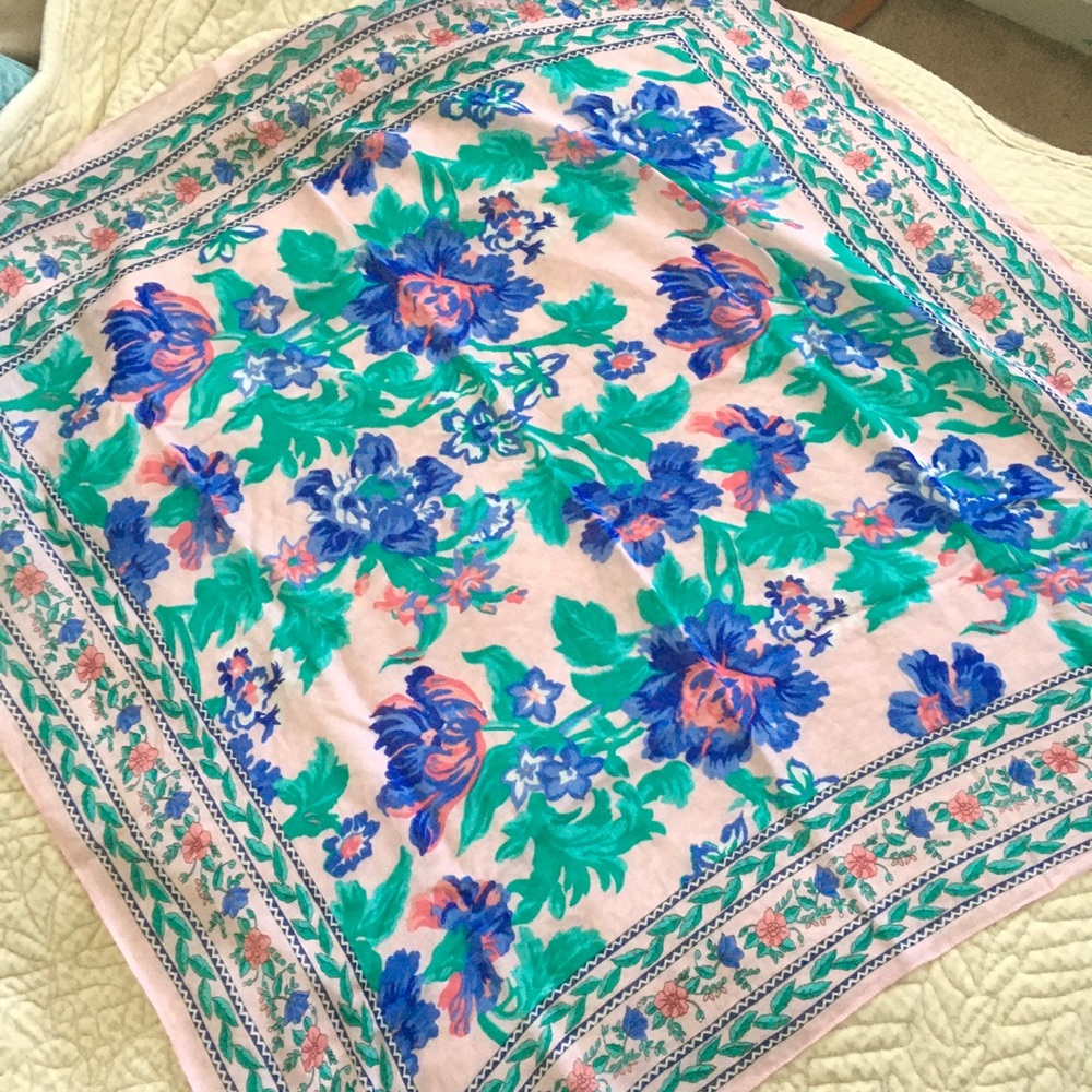 Express Italy Pink Green Floral Scarf